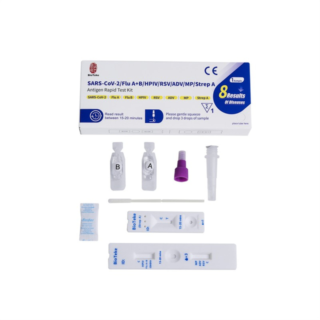 Bioteke 8 i 1 flere respiratoriske patogener Antigen Rapid Test Kit 